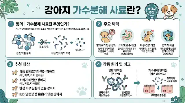 강아지 가수분해 사료 원리와 효과 인포그래픽
