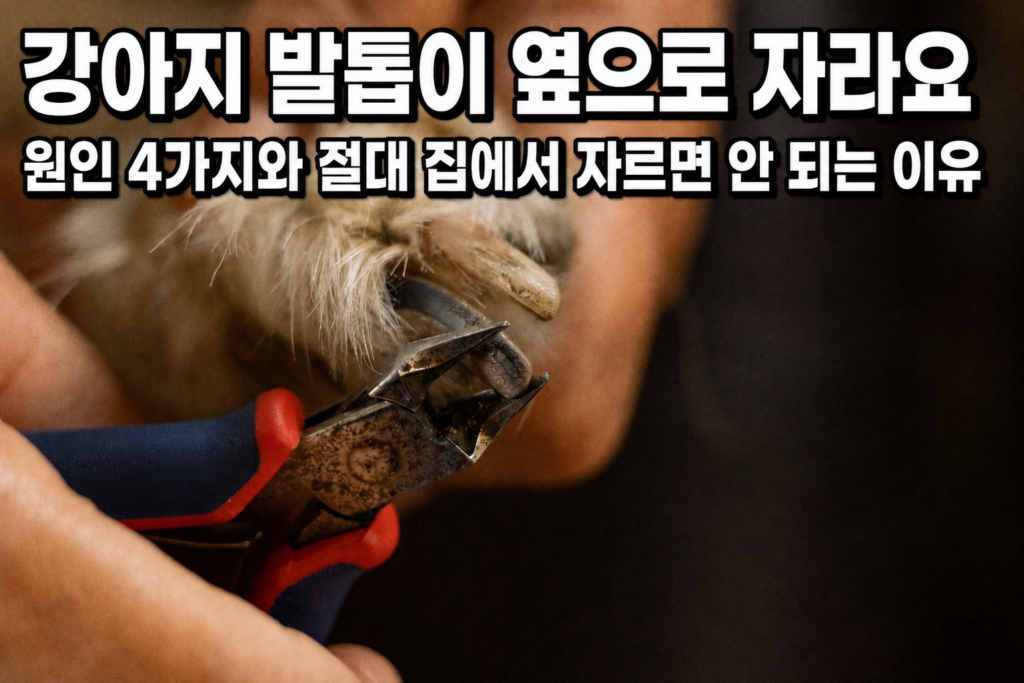 강아지 발톱 옆으로 자라는 모습